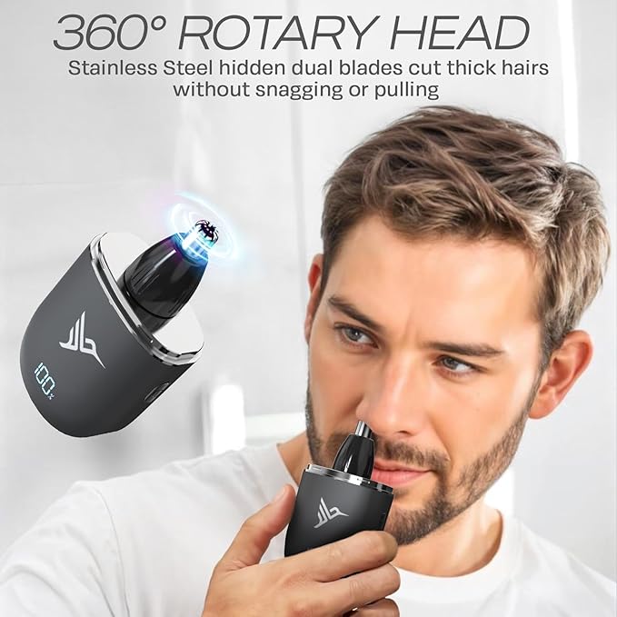 HUMMINGBIRD MK12 Ear & Nose Hair Trimmer for Men – Compact Precision Detailer for Nose, Ears, Eyebrows & Sideburns, Portable, Waterproof, USB C Rechargeable, LED Display