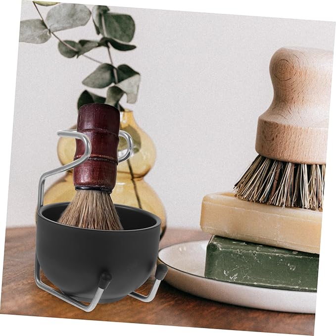 NOLITOY 1set Stainless Steel Shaving Soap Bowl Stand Portable Metal Bowl for Beard Grooming Lightweight and Men Shaving Kit for Home and Travel Use