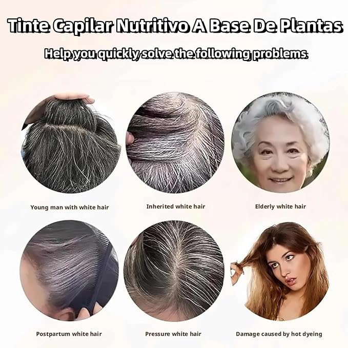 Nourishing Plant-Based Hair Color, Tinte Capilar Nutritivo A Base De Plantas, Long-Lasting & Natural Hair Color Shampoo For Gray Coverage, Minimizing Frizz, For Men & Women (Dark Brown)