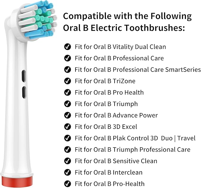 Replacement Toothbrush Heads Compatible with Oral-B Braun, 12 Pack with Color-Coded Rings for Family – Deep-Clean Design, Fits 7000/Pro 1000/500/3000 Series – Medium Bristles