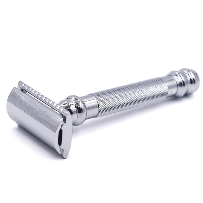 Parker 98R Heavyweight 3-Piece Double Edge Safety Razor – Long Handle, Closed Comb Design for Smooth Wet Shaving, Includes 5 Platinum Blades – Iconic Brand in Traditional Shaving