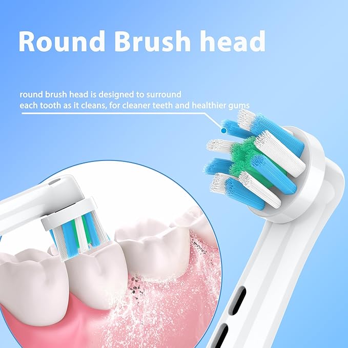 Replacement Heads Compatible with Oral B Braun Pro 100, 500, 1000, Vitality, Smart, Genius, Cross Bristles for Deeper Plaque Removal, Pack of 8 Electric Toothbrush Heads Refills, White
