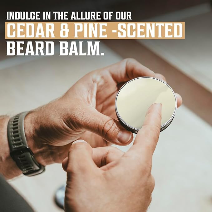 Viking Revolution Cedar & Pine Beard Balm - Butter with Argan Oil, Softener & Moisturizer for Men - Wax for Beards (2oz, 1 Pack)