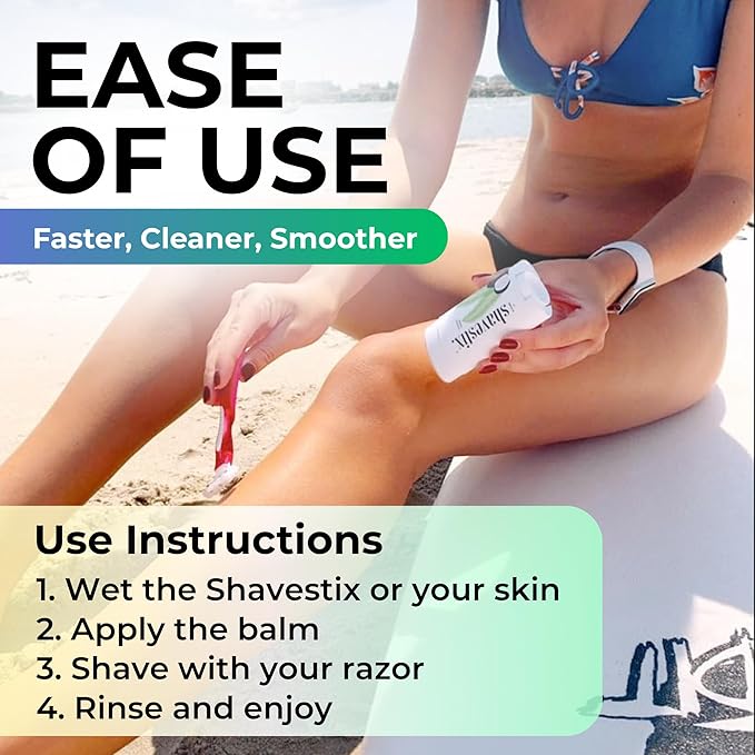 Shavestix Shaving Cream Stick 2.75 Oz - Stocking Stuffers Travel Size Toiletries for Women | 5x Lasting Coconut Milk Shave Stick Roll on for All Skins | Razor Friendly Unisex Hair Removal Cream Bar