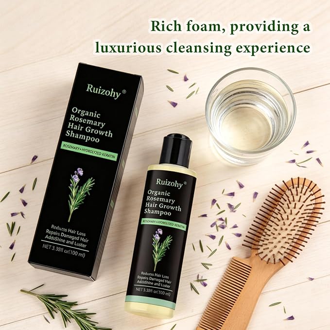 Rosemary & Biotin Shampoo for Hair Growth & Thinning Hair - Sulfate-Free, Vegan Formula with Hydrolyzed Keratin to Thicken, Strengthen & Revitalize Dry, Damaged Hair - For Men & Women (1 bottle)