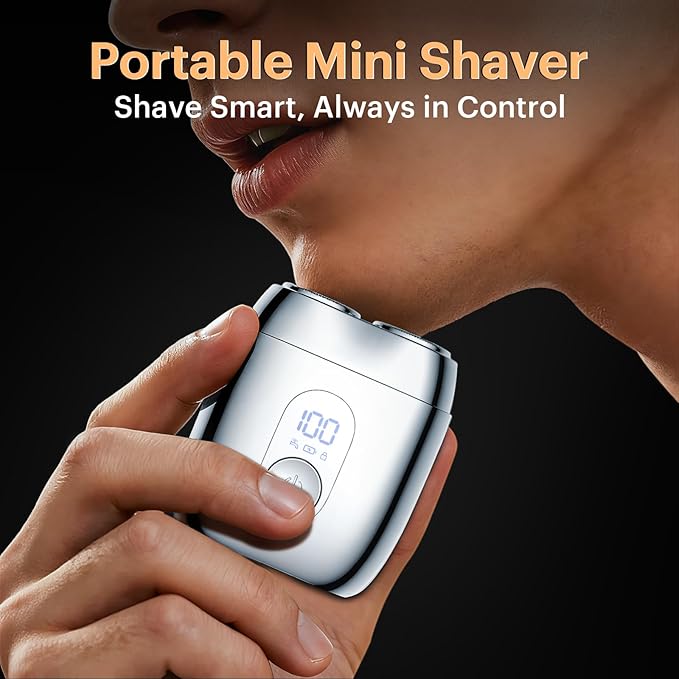 All-Metal Mini Electric Shaver for Travel Men– Smooth & Close Shave, Portable USB-C Rechargeable Razor with Mirror Cap, Waterproof Wet/Dry, Ideal Gift for Dad Husband Boyfriend – RX40 Silver
