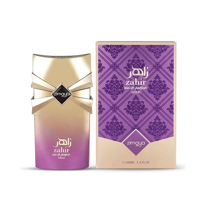 zimaya Zahir Gold Eau De Parfum for Women – A Vibrant, Floral Fragrance with Pear, Rose & Cedar Notes, 3.4 Fl. Oz