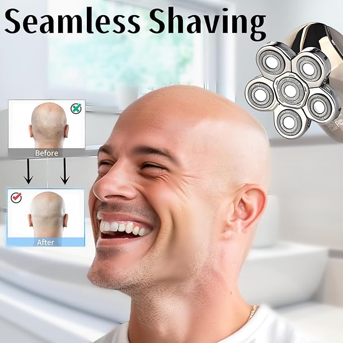 6D Balde Head Shaver Replacement Heads for AW Shaver,White Shaver Head Replacement Compatible with Aidallswellup G-672 Head Shaver,Replacement Head Not for Model:AW-PRO001