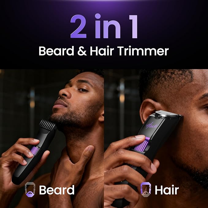 HACLI Professional Beard Trimmer for Men - Cordless IPX7 Waterproof, Precision Dial with 20 Adjustable Length Settings, Wet/Dry Use, 80 Min Runtime, Premium Facial Hair Groomer, Gift for Dad & Husband