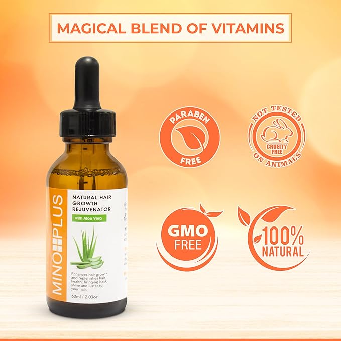 Natural Hair Growth Serum - 60ml / 2fl oz – For Longer, Stronger Thicker, Fuller Hair - Formulated to Prevent Hair Loss, Hair Fall, with Aloe Vera