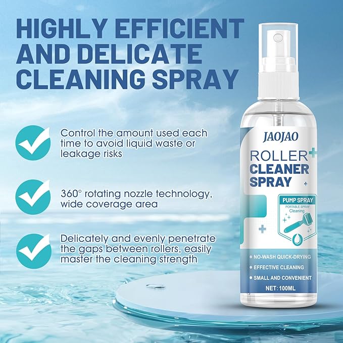 JAOJAO Roller Cleaner Spray, Effective Cleansing Gentle Care Convenient Design Avoid Blockage and Damage Extend Instrument Life for Roller Instrument 100ml