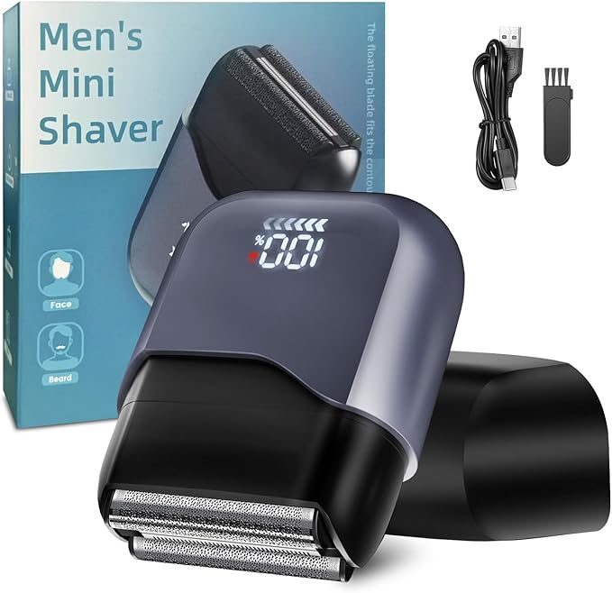 Electric Foil Shaver for Men:Triple Floating Blade Electric Razor for Face & Beard - IPX7 Waterproof Cordless Shaver with LED Display, USB-C Fast Charge & Travel Lock - Home & Travel Grooming Kit