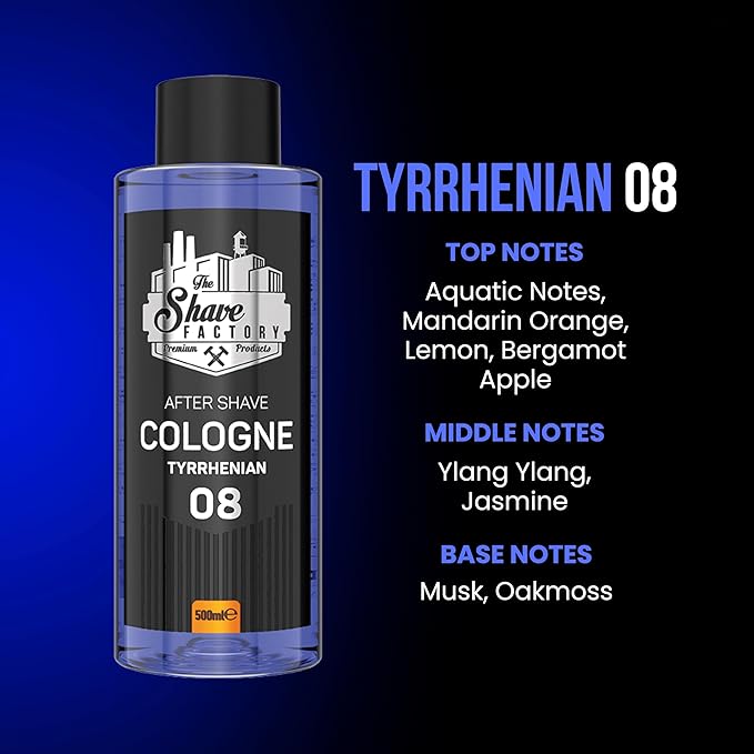 the shave factory After Shave Cologne Series - Cologne for Men, Aftershave for Men, Refreshes and Relieves Face and Skin (08 Tyrrhenian)