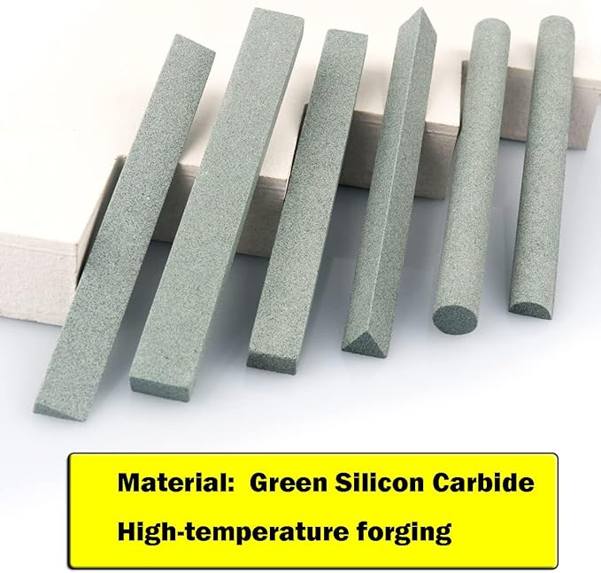 Sharpening Stone Set,6pcs 180# Wood Carving Sharpener Whetstone Sanding Sticks,Coarse Polishing Set for Sharpen Chisel or Small Detailed Tools,Variety of Shapes(Length3.94Inch)]