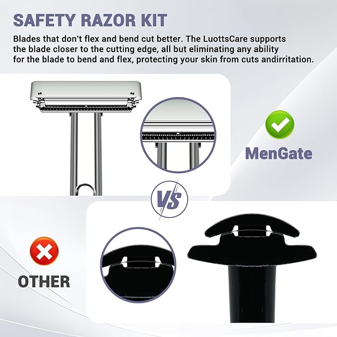 Adjustable 2-Blade Safety Razor Set with Magnetic Head for Men Women - with 10 Blades, Shave Brush - Precision Shaving, Reusable & Plastic-Free Shaver, for Beard, Head, Leg Shaving