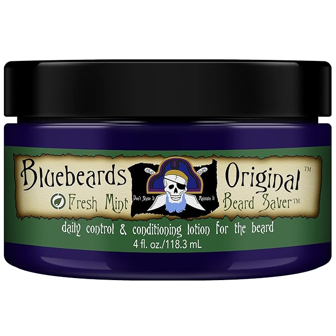 Bluebeards Original Beard Balm Leave-in Conditioner - 4 oz Fresh Mint Beard Saver Softener for Men with Aloe & Peppermint Oil Deeply Conditions & Moisturizes Mustache & Skin - Made in USA
