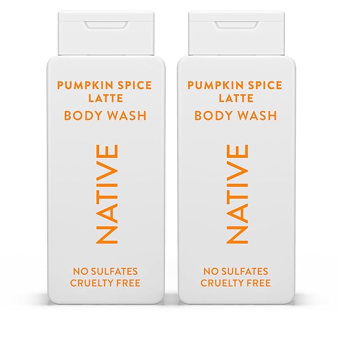 Native Body Wash with Naturally Derived Ingredients - Pumpkin Spice Latte - For Women & Men, Sulfate, Paraben, & Dye Free Leaving Skin Soft and Hydrating | Fall Seasonal Scent Bundle, 18 oz - 2 Pk