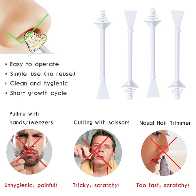 62 PCS Nose Wax Sticks Kit with Disposable Spatulas for Nostril Cleaning and Ear, Face, and Hair Removal for Men and Women. Painless application.
