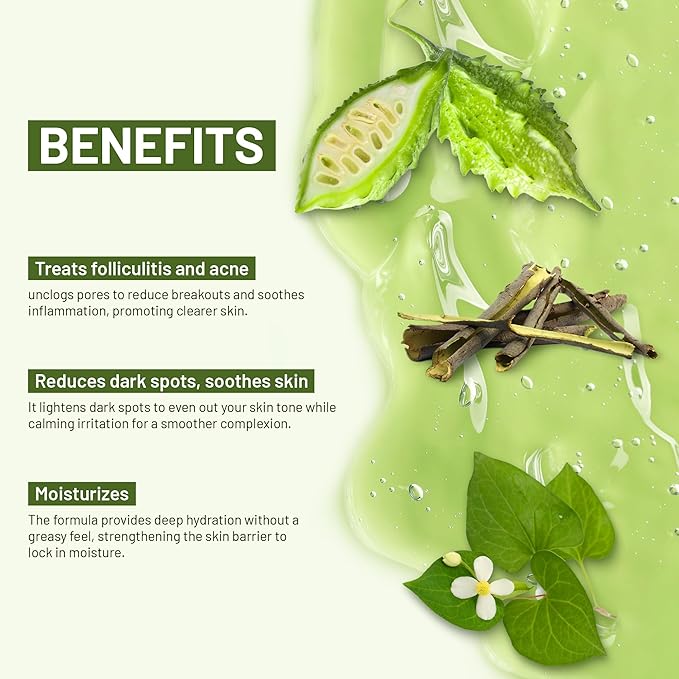 ABERA Folliculitis Shower Gel, High-Performance BHA Body Wash, Wild Bitter Melon Extract, 1 Box + Eye Roller Serum | Eye Bags, Dark Circles & Puffiness Treatment | Mint Essence with Vit C & Peptides