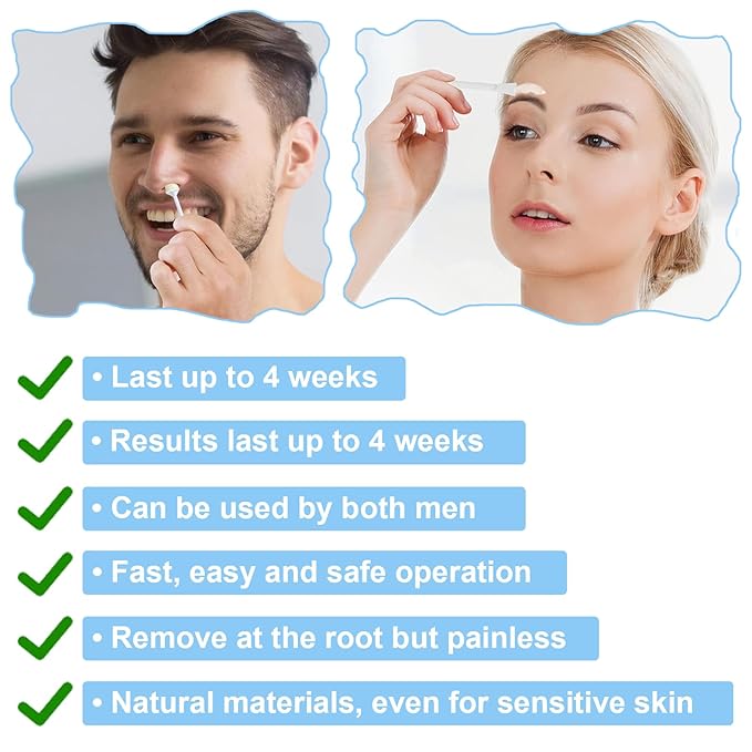 100Pcs Nose Wax Sticks Applicator with Disposable Spatulas for Nostril Cleaning Ear Face Eyebrow Mustache Hair Removal for Men Women, Painless, with Delicate Packing Box for Gift, BlueZOO