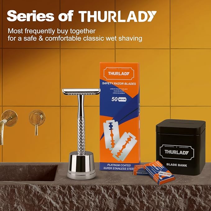 Safety Razor Stand, Safety Razor Holder (Bright Silver)