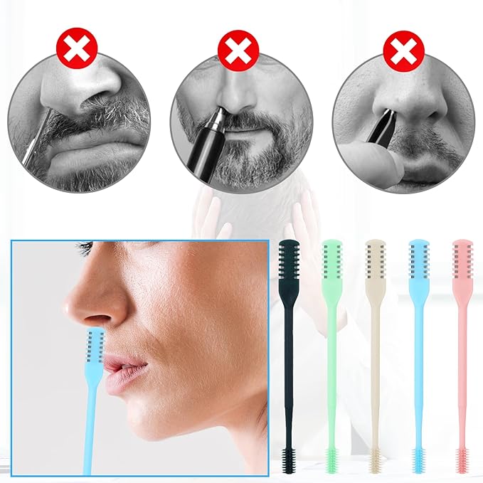 2-in-1 Nasal Hair Cutter Double Sided Nose Hair Knife 10PCS Upgrade Portable Nostril Hairs Remover Tool with Cases 360° Rotating Nose Trimmer Remover Tool Hairs Cutters for Men and Women