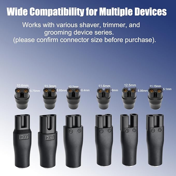 8-in-1 USB 5V Charger Adapter Kit,Compatible with Electric Hair Clippers, Beard Trimmers Charger, Shavers, Beauty Instruments. Includes 6 Adapter Tips, 1 DC5521 Cable, 1 USB Plug