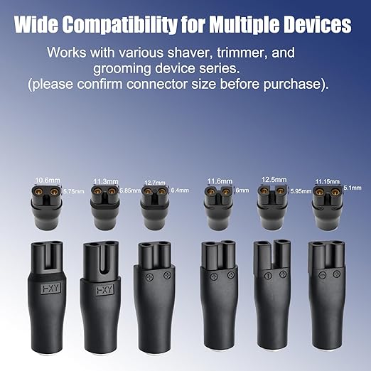 Shaver Trimmer Charger Cord Replacement,Compatible with Electric Hair Clippers, Beard Trimmers Charger, Shavers, Beauty Instruments. – 7-in-1 USB to DC 5V Charging Cable 6 Charging Tips