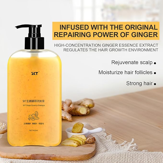 Ginger Plant Extract Anti Hair Loss Shampoo for Hair Regrowth, Thickening and Longer Hair - For Women & Men (400ML)