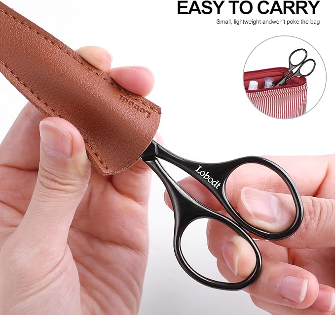 4.1inch round-headed stainless steel small scissors, suitable for trimming facial hair, nose hair, eyebrows, eyelashes, beards, personal care and salon beauty salons (black)