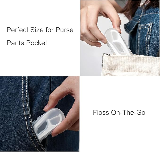 Floss Picks 2 Travel Case,2X The Clean No Break Dental Floss,Storage 10 Count LIAMOSS Professional Toothpicks Compact and Portable for Pocket Purse Floss Organizer