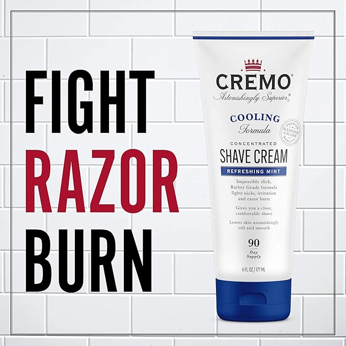 Cremo Barber Grade Cooling Shave Cream, Astonishingly Superior Ultra-Slick Shaving Cream for Men, Fights Nicks, Cuts and Razor Burn, 6 Fl Oz (Pack of 2)