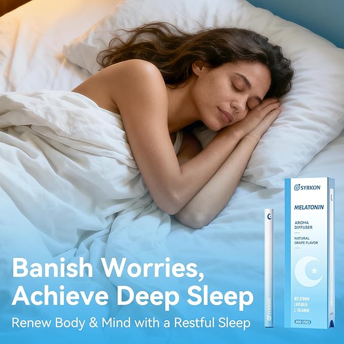 Melatonin Diffuser Pen, Sleep Support & Stress Relief, Grape Flavor, Extracts of Lavender, L-Theanine and Ashwagandha, Habit Transition, 600 Uses