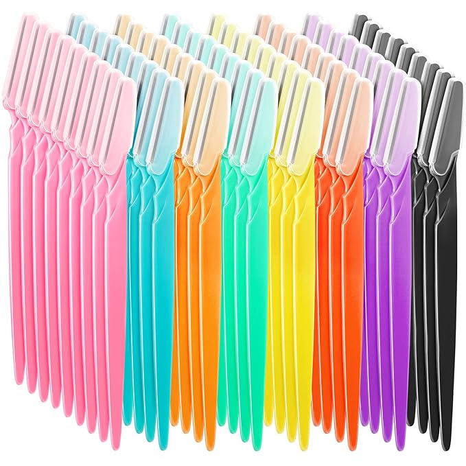 96 Pcs Eyebrow Razors Shavers Trimmers for Women Dermaplane Razor Facial Razors Shavers Facial Hair Removal for Women Exfoliating Dermaplaning Tool for Face with Precise Cover for Makeup Care Tools