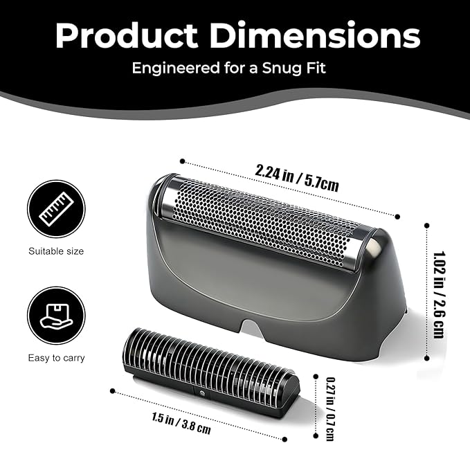 2-Pack Shaver Replacement Foil and Cutter Compatible with BaBylissPRO UV-Disinfecting Single Replacment Foil (Grey)