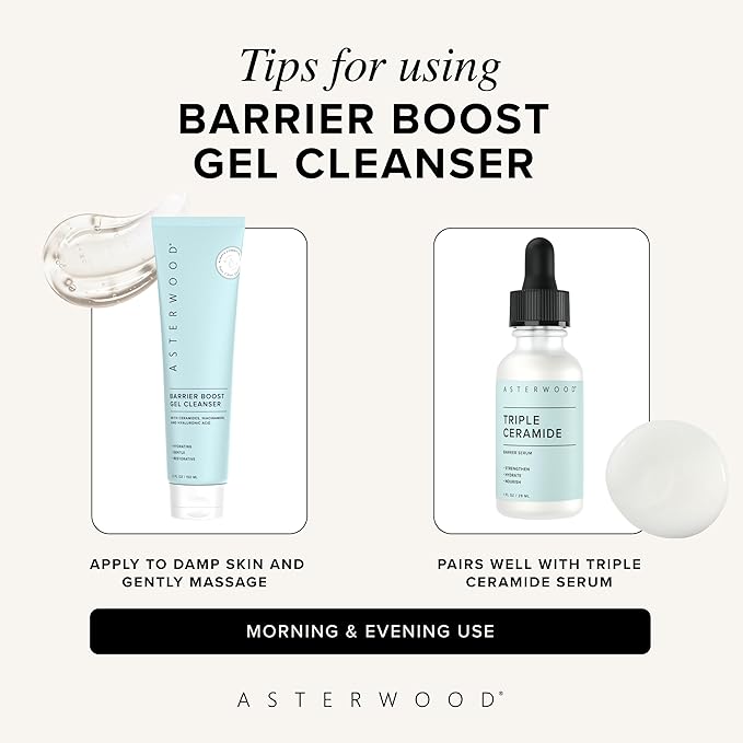 Asterwood Naturals Barrier Boost Cleansing Gel 5.29 Fl Oz + Triple Repair Cream