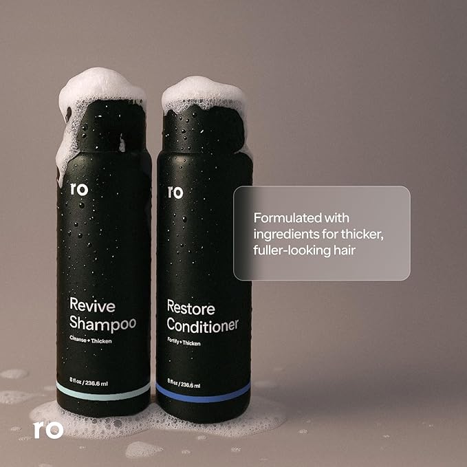 Men's Revive Shampoo & Restore Conditioner Duo | Exfoliates, Clarifies, Fortifies & Moisturizes for Thicker Looking Hair, Made Without Sulfates, Parabens, or Phthalates | 8 fl oz (Pack of 2)