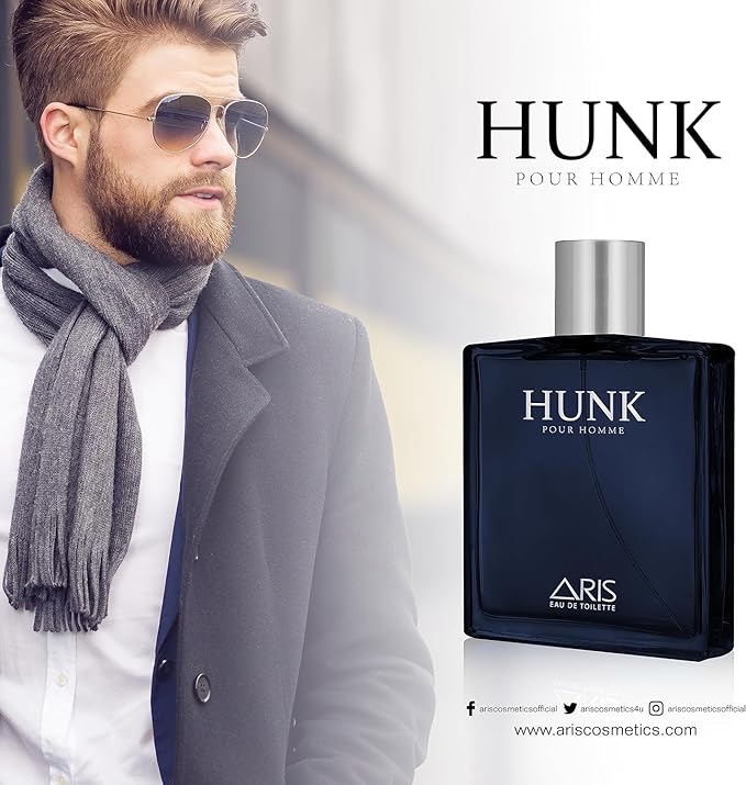 ARIS Hunk Eau de Parfum – Long-Lasting Lemon and Woody Fragrance for Men – 100mL Perfume Spray with Bonus 15mL Perfume Sample (Randomly Selected)