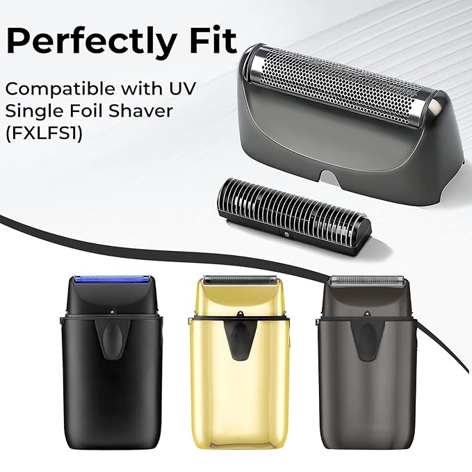 2-Pack Shaver Replacement Foil and Cutter Compatible with BaBylissPRO UV-Disinfecting Single Replacment Foil (Grey)