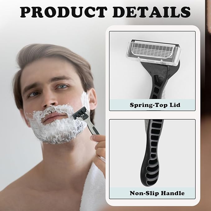 25 Pcs Men's Disposable Razors Bulk 5 Blade Sensitive Skin Comfortable Shave Set Men Smooth Razors for Head, Face