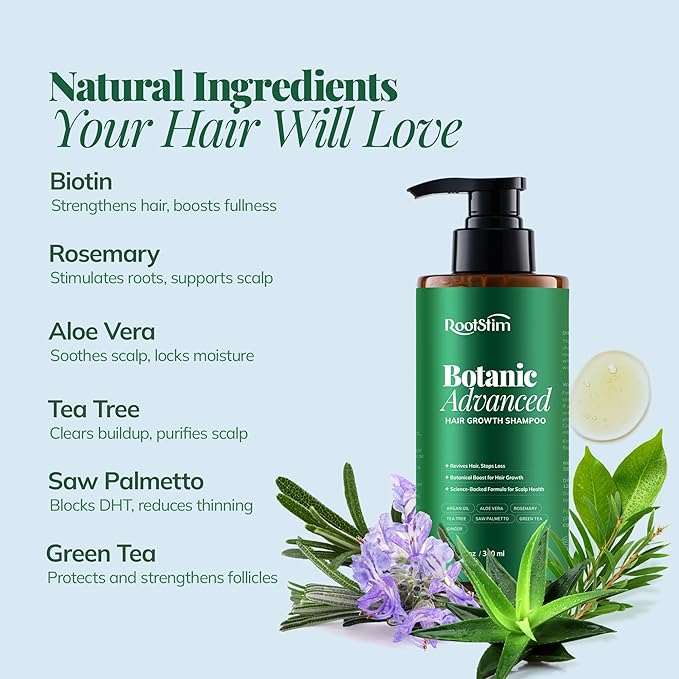 Hair Growth Shampoo with Rosemary and Biotin - Hair Thickening & Hair Loss Shampoo for Men and Women, Sulfate & Paraben-Free Scalp Care for All Hair Types(12.8 Fl Oz)