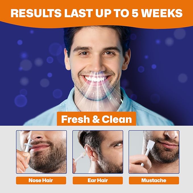 Super Nose & Ear Waxing Kit |100g Wax, 30 Applicators | Ear & Nose Hair Removal for Men & Women | No Microwave Needed | Includes Balm Wipes, Mustache Guards | Pain-Free Hair Remover, Long-Lasting