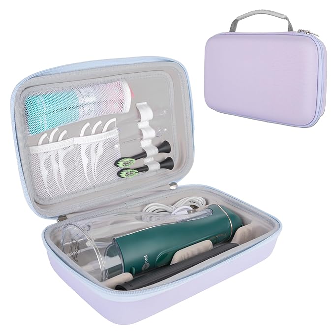 SMYV Water Flosser Travel Case, Portable Dental Oral Irrigator Travel Organizer, Hard Eva Storage Bag for Flosser, Electric Toothbrush, Toothpaset and Irrigator Accessories (Case Only) - Purple