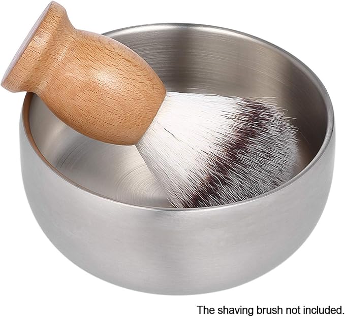 Yinhing Stainless Steel Shaving Bowl, Shave Cream Soap Brush Holder for Beard Cleaning, Smooth Surface with Cover, Lightweight Durable Shaving Mug for Men