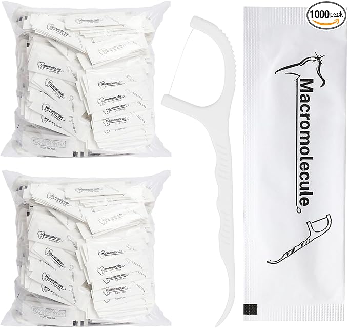 Kifmurase 1000 Pcs Individually Wrapped Floss Picks Bulk Dental Floss Picks Flossers for Adult Travel & Daily Use, Oral Teeth Clean Tight Space Deep Cleaning Plaque Remover (White)