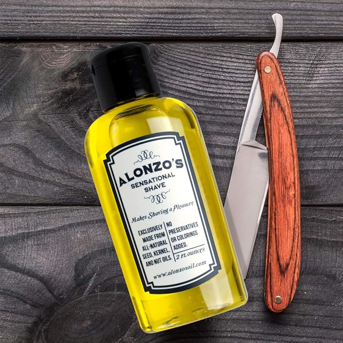 Alonzo's Sensational Shave - Shaving Oil for Men (1-Pack, 2 Oz Bottle) All-Natural Pre-Shave & After Shave Oil for Face and Body - Moisturizes & Calms Irritated Skin from Razor Burn