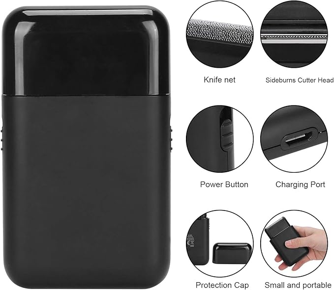 Men's Electric Shaver, USB-C Rechargeable, Ultra Thin Foil Razor, Beard & Sideburn Trimmer, Black