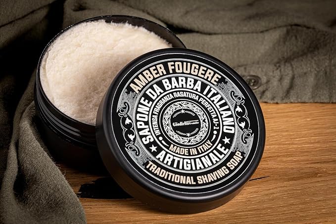 The Goodfellas’ Smile AMBER FOUGERE (Lavender & Sandalwood) Italian Shaving Soap – Classic Tallow Croap for Use with Shaving Brush, Razor & Traditional Wet Shave