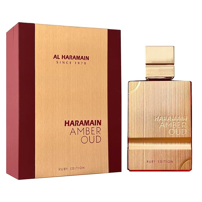 Al Haramain Amber Oud Ruby Edition Eau De Parfum Spray Unisex Arabian Perfume for Women & Men, Long-Lasting Amber Fragrance with Rich, 60ml (2.0 oz)
