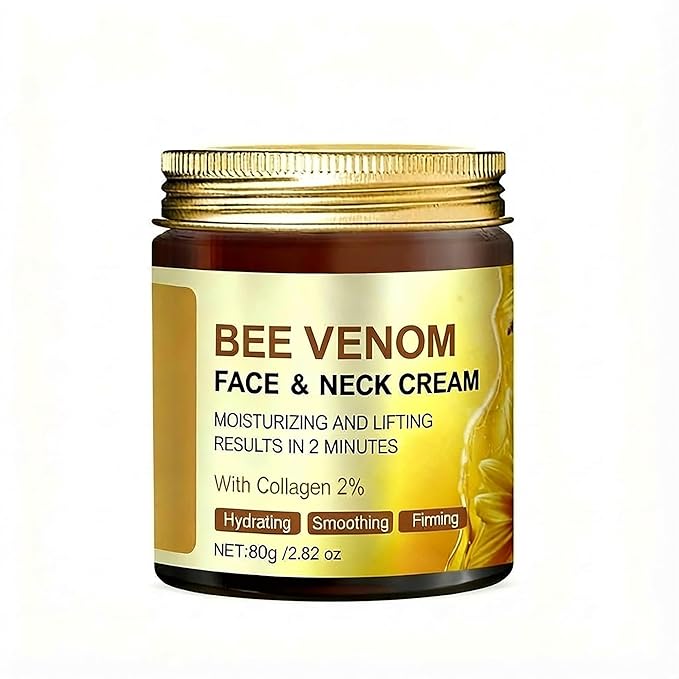 Bee Venom Cream for Face & Neck - Anti Aging Moisturizer with 2% Collagen - Hydrating Skin Firming & Lifting Formula - Natural Wrinkle Smoothing Daily Care for Women & Men, 2.82 oz